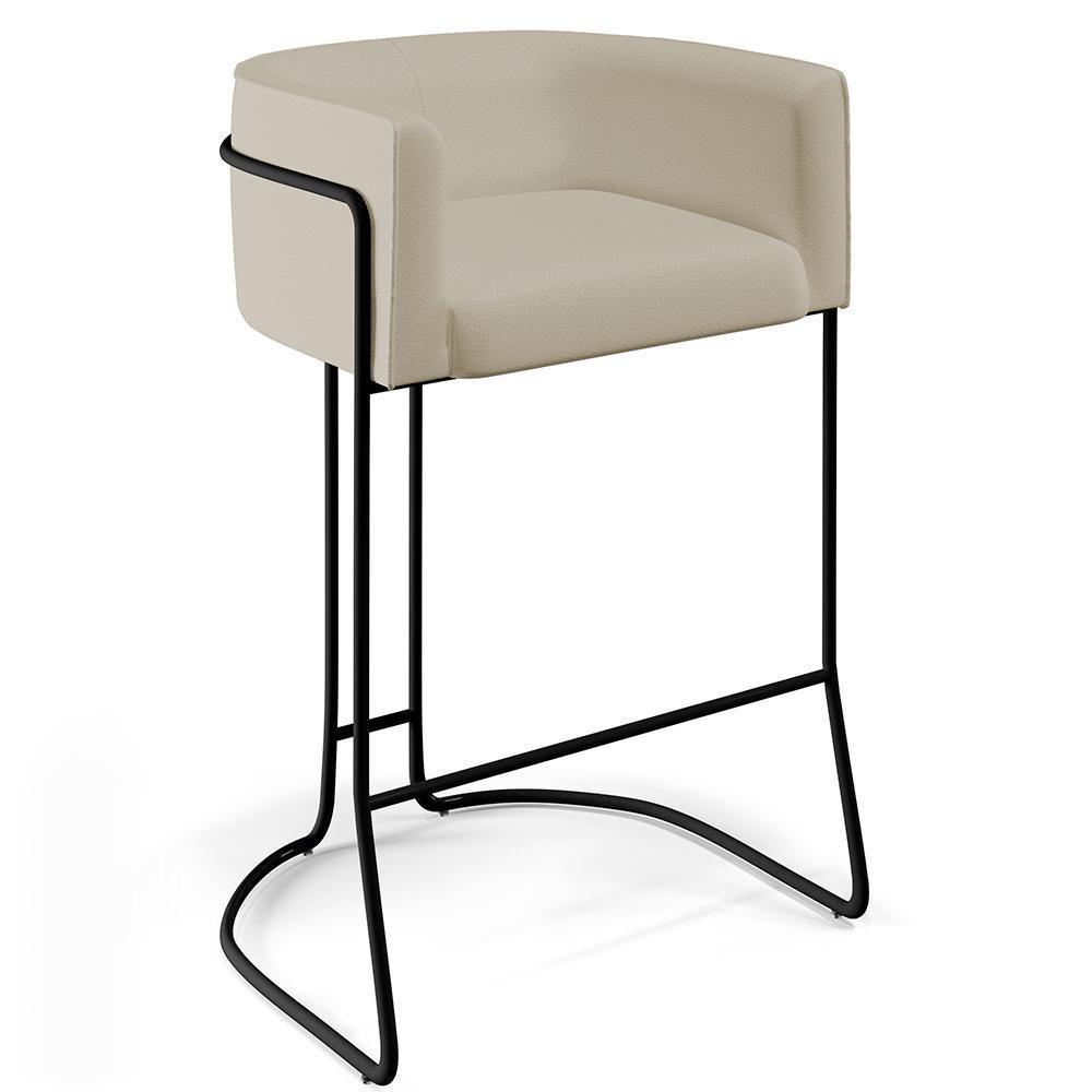 Kit 02 Banquetas Fixa Preto Corano Bege C-26 - 7