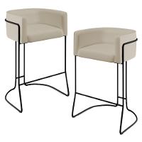 Kit 02 Banquetas Fixa Preto Corano Bege C-26 - 1