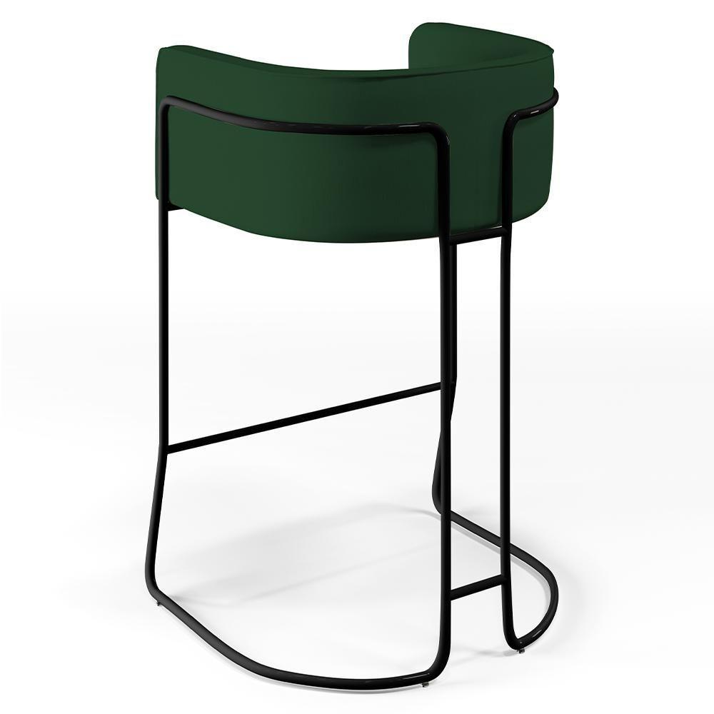 Kit 02 Banquetas Fixa Preto Veludo Verde Musgo C-303 - 2