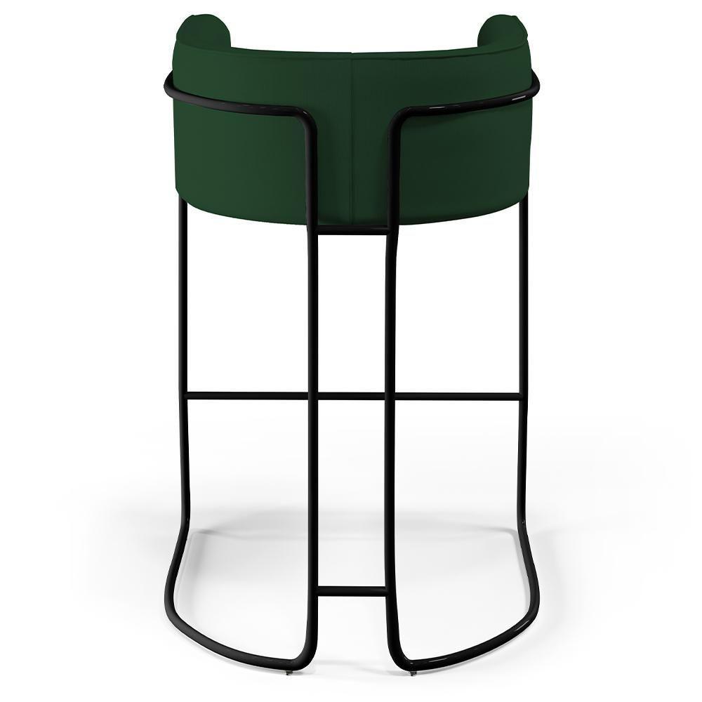 Kit 02 Banquetas Fixa Preto Veludo Verde Musgo C-303 - 3