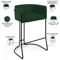 Kit 02 Banquetas Fixa Preto Veludo Verde Musgo C-303 - 6