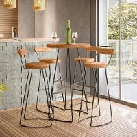 Banqueta Alta Cozinha Estrutura Aço Mahal D01 Peroba Rosa