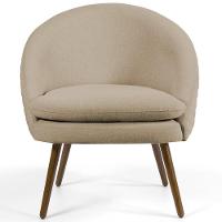 Kit 02 Poltronas Fixa Pés Palito Tressê Linho Bege C-129 - 5