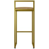 Kit 04 Banquetas Alta Hanna Dourado Linho Bege Escuro - 3