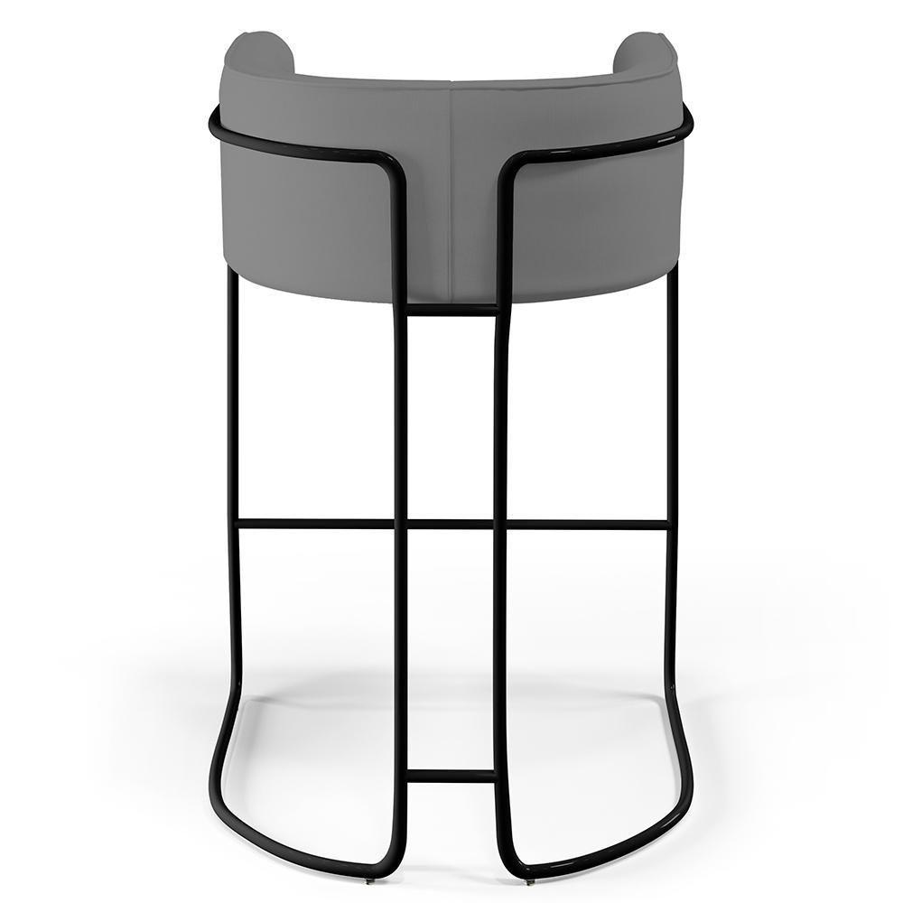 Kit 04 Banquetas Fixa Preto Veludo Cinza C-317 - 3