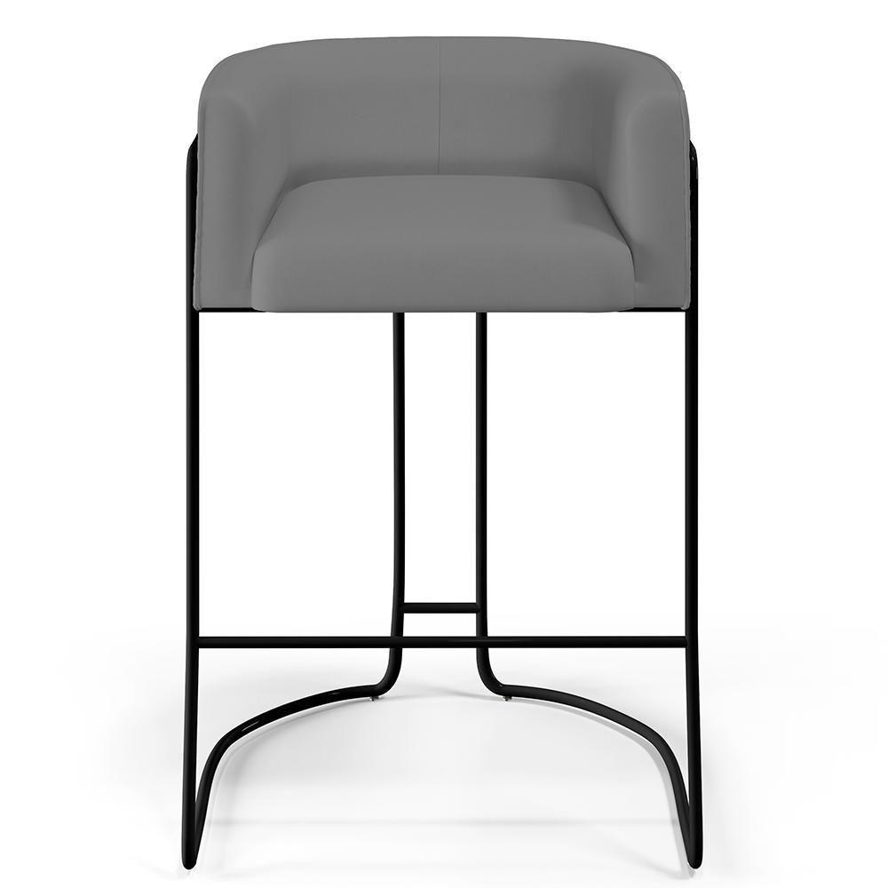 Kit 04 Banquetas Fixa Preto Veludo Cinza C-317 - 4