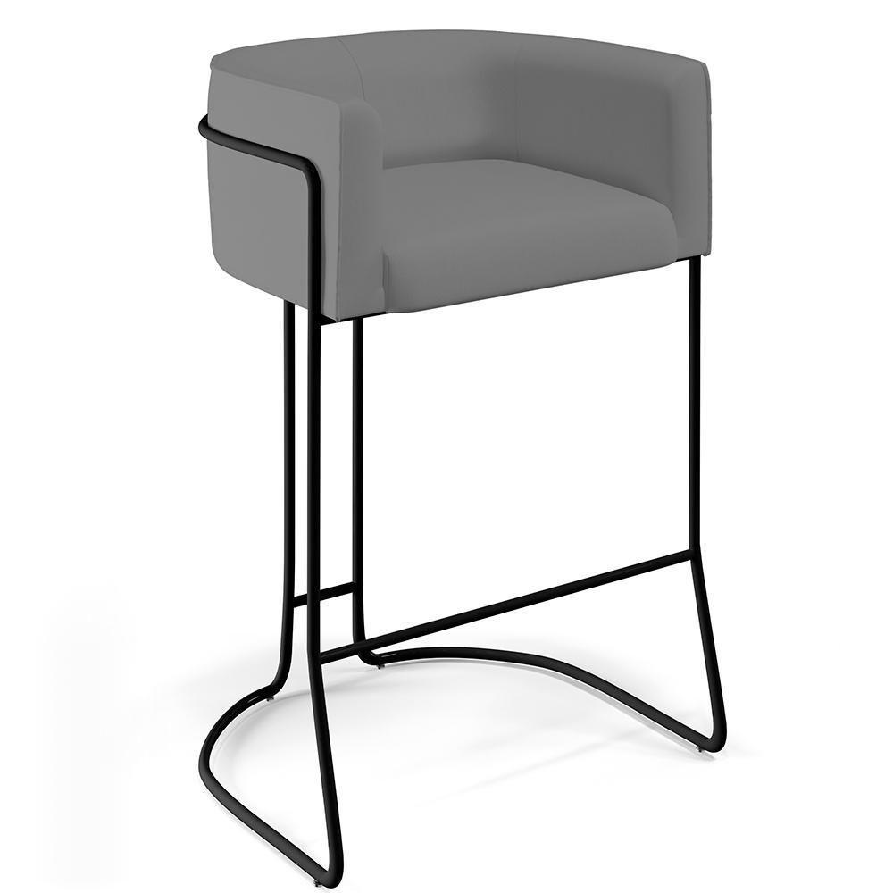 Kit 04 Banquetas Fixa Preto Veludo Cinza C-317 - 7