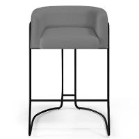 Kit 04 Banquetas Fixa Preto Veludo Cinza C-317