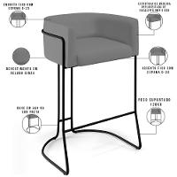 Kit 04 Banquetas Fixa Preto Veludo Cinza C-317 - 6