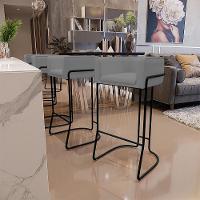 Kit 04 Banquetas Fixa Preto Veludo Cinza C-317 - 8