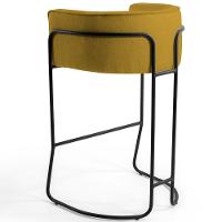 Kit 02 Banquetas Fixa Preto Veludo Mostarda C-279