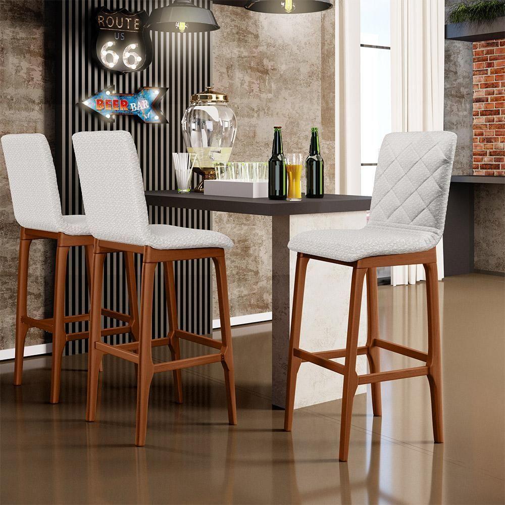 Banqueta Alta Cozinha De Jantar Fixa Zoe B04 Bouclê Cru - 8