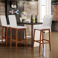 Banqueta Alta Cozinha De Jantar Fixa Zoe B04 Bouclê Cru - 8