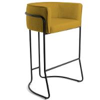 Kit 03 Banquetas Fixa Preto Veludo Mostarda C-279 - 7