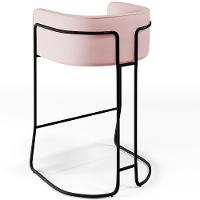 Kit 03 Banquetas Fixa Preto Veludo Rosê C-305 - 3