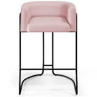 Kit 03 Banquetas Fixa Preto Veludo Rosê C-305 - 5