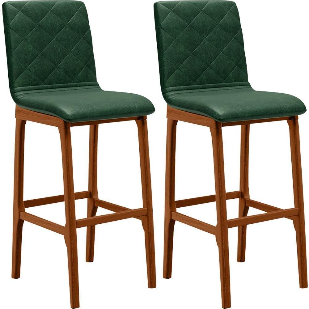 Kit 02 Banquetas Altas Cozinha Zoe B04 Facto Verde Musgo - 1