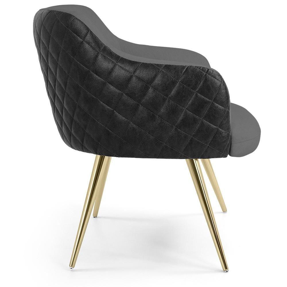 Kit 02 Poltronas D'Ouro Linho Cinza C-416 Corano Preto - 4