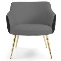 Kit 02 Poltronas D'Ouro Linho Cinza C-416 Corano Preto - 6