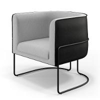 Poltrona Fixa Base Aço Preto Linho Cinza D-315 Corano Preto - 1