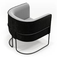 Poltrona Fixa Base Aço Preto Linho Cinza D-315 Corano Preto - 3