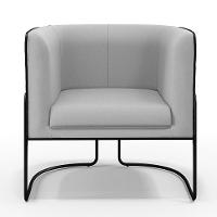 Poltrona Fixa Base Aço Preto Linho Cinza D-315 Corano Preto - 8