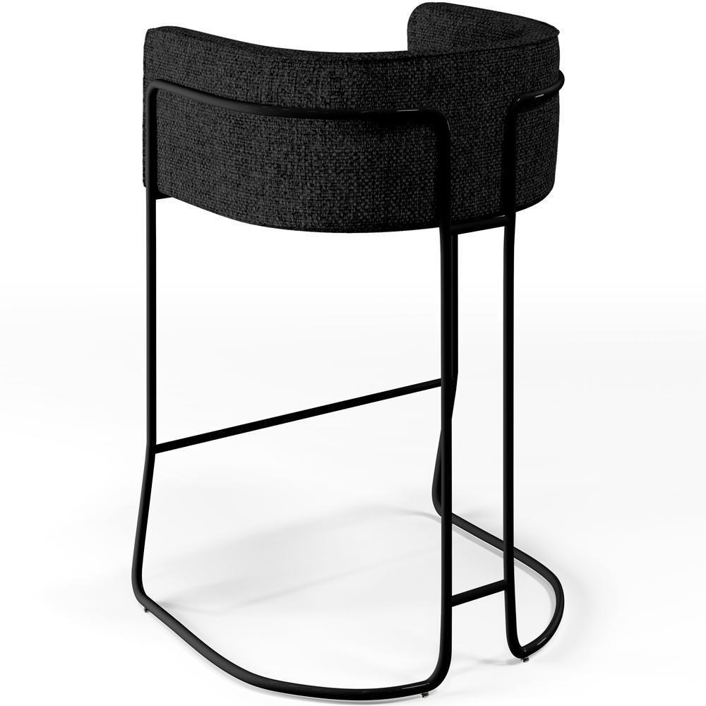 Kit 04 Banquetas Fixa Preto Linho Chumbo D-465 - 2