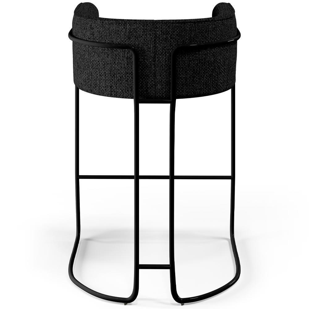 Kit 04 Banquetas Fixa Preto Linho Chumbo D-465 - 3