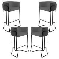 Kit 04 Banquetas Fixa Preto Corano Cinza C-03 - 1