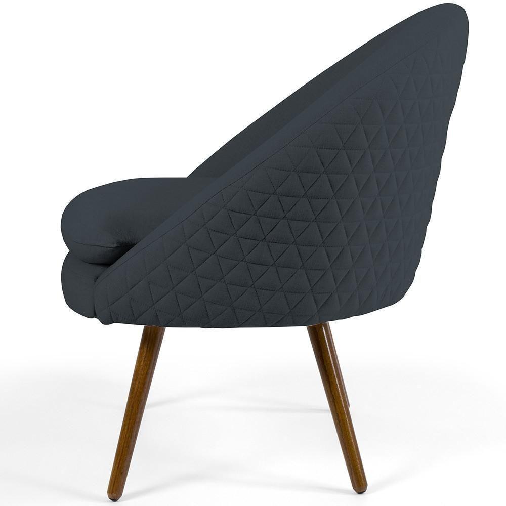 Kit 02 Poltronas Fixa Pés Palito Tressê Linho Chumbo D-465 - 4