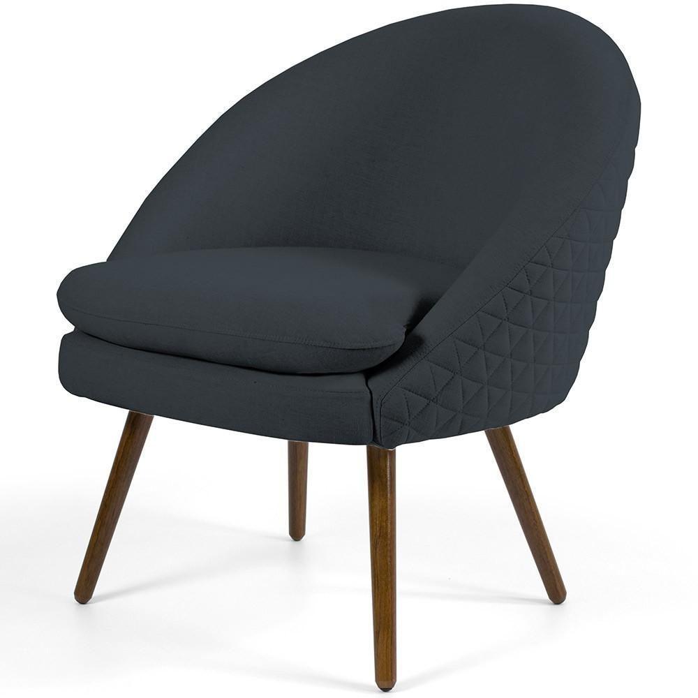 Kit 02 Poltronas Fixa Pés Palito Tressê Linho Chumbo D-465 - 8