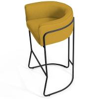 Kit 04 Banquetas Fixa Preto Veludo Mostarda C-279