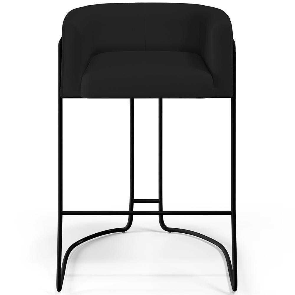 Kit 03 Banquetas Fixa Preto Veludo Preto C-300 - 4