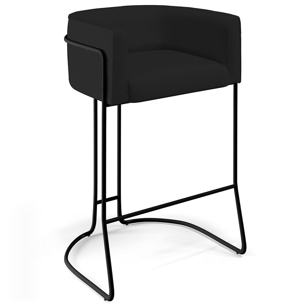 Kit 03 Banquetas Fixa Preto Veludo Preto C-300 - 7