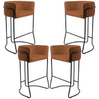 Kit 04 Banquetas Fixa Preto Veludo Telha C-262 - 1