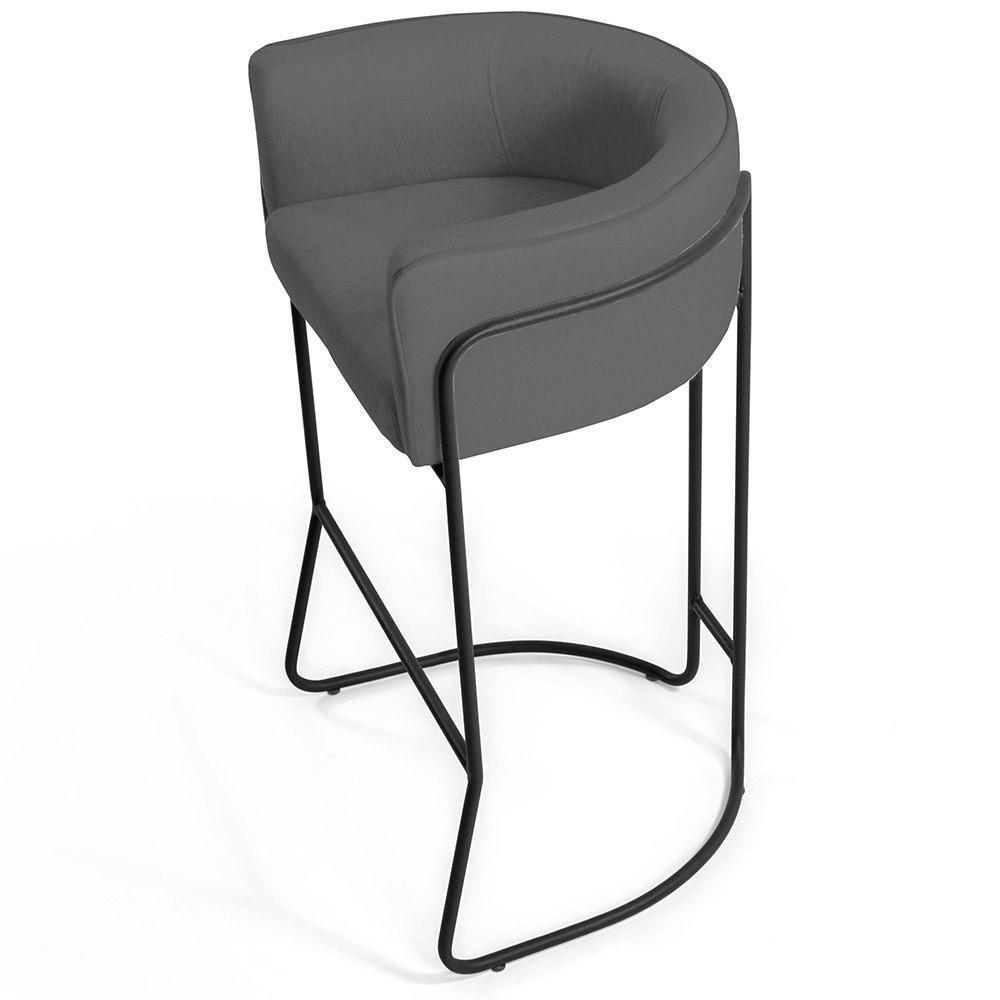 Kit 03 Banquetas Fixa Preto Corano Cinza C-03 - 5