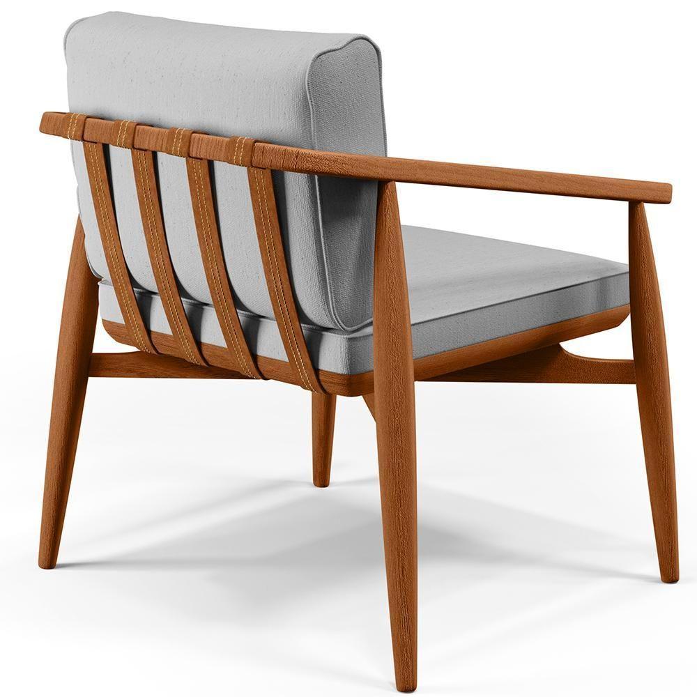 Kit 02 Poltronas Com Cintas De Corano Linho Cinza - 5