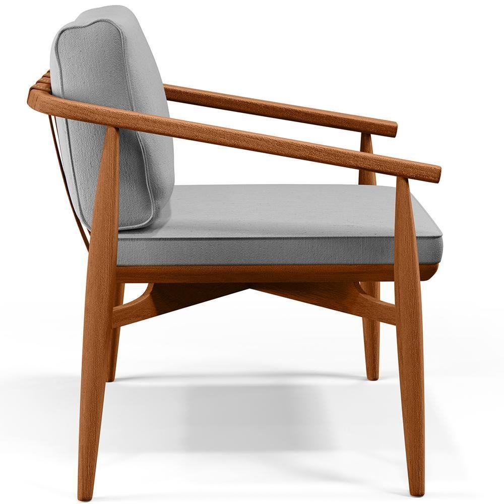 Kit 02 Poltronas Com Cintas De Corano Linho Cinza - 6