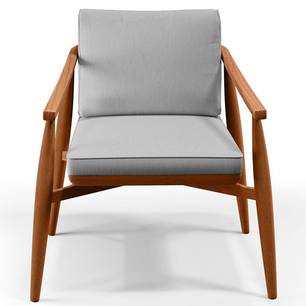 Kit 02 Poltronas Com Cintas De Corano Linho Cinza - 7