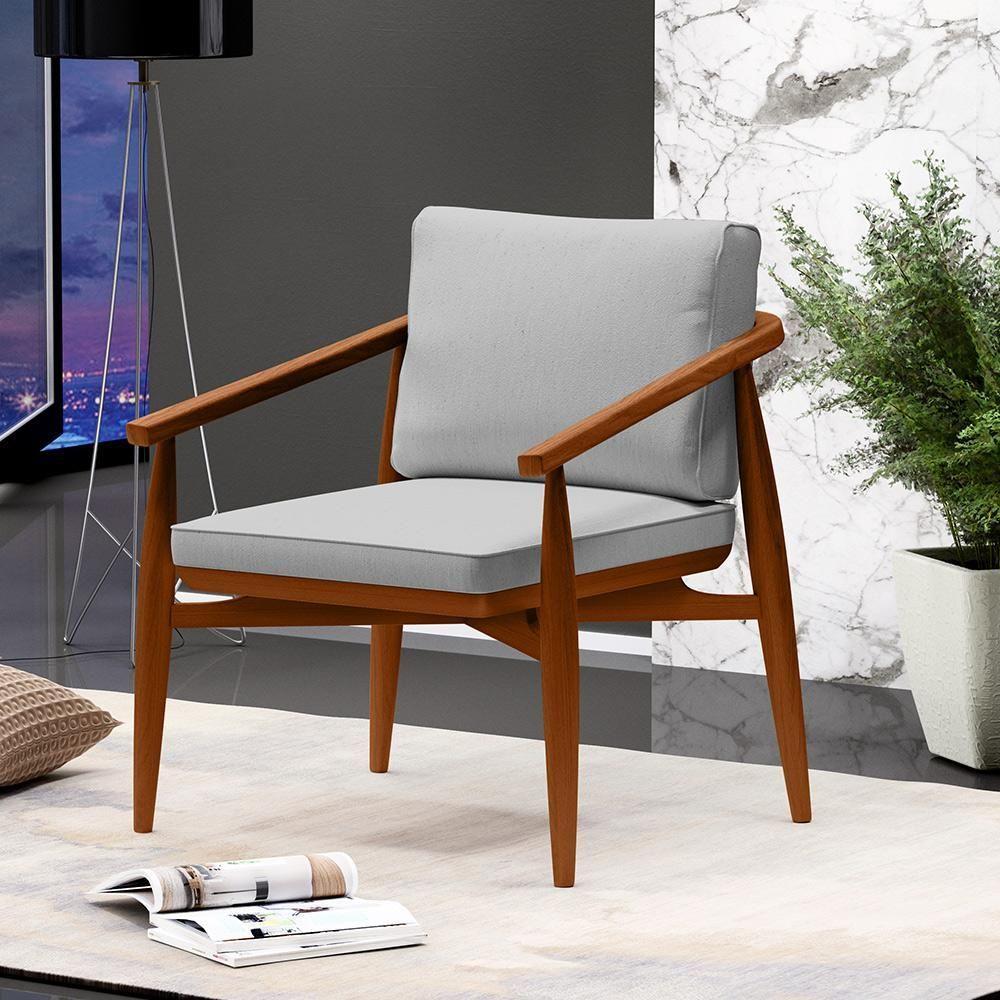 Kit 02 Poltronas Com Cintas De Corano Linho Cinza - 9