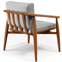 Kit 02 Poltronas Com Cintas De Corano Linho Cinza - 5