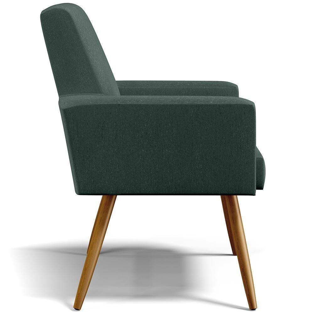 Kit 02 Poltronas Estar Pés Palito Linho Verde Musgo - 5