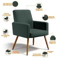 Kit 02 Poltronas Estar Pés Palito Linho Verde Musgo - 7