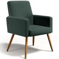 Kit 02 Poltronas Estar Pés Palito Linho Verde Musgo - 17