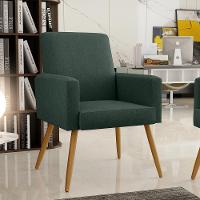 Kit 02 Poltronas Estar Pés Palito Linho Verde Musgo - 20