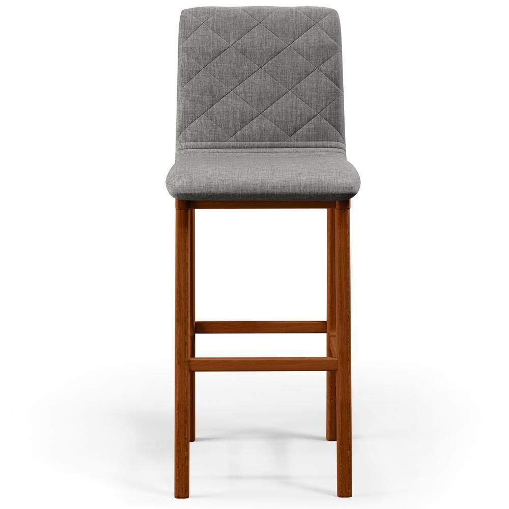 Kit 04 Banquetas Altas Zoe Linho Cinza Escuro - 5