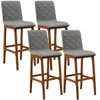 Kit 04 Banquetas Altas Zoe Linho Cinza Escuro - 1