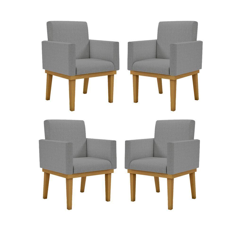 Kit 04 Poltronas Reforçada Balaqui Linho linho Grafite - 1