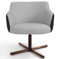 Kit 02 Poltronas Giratória Base X Linho Cinza Corano Preto