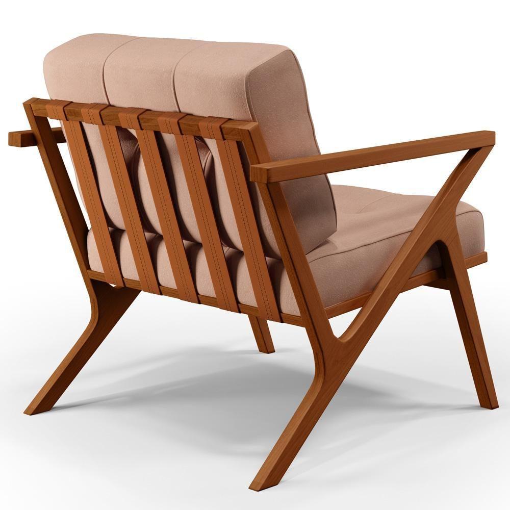 Kit 02 Poltronas Com Cintas De Corano Laís B04 Linho Rosê - 2